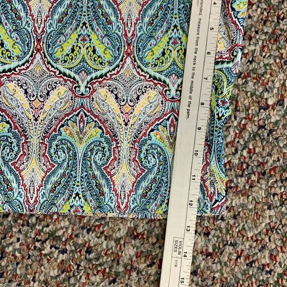 Coconut Row Palm Beach Multicolor Paisley Tummy Slimming Bermuda Shorts Size 12 - Picture 14 of 15